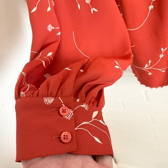 REVOLVE x Joie Allea Blouse Peasant Orange Cinnamon/Cream As seen on TV Sz S - Picture 13 of 16